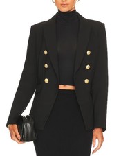 Veronica Beard Miller Dickey Women's Blazer Black  Gold Buttons, 18