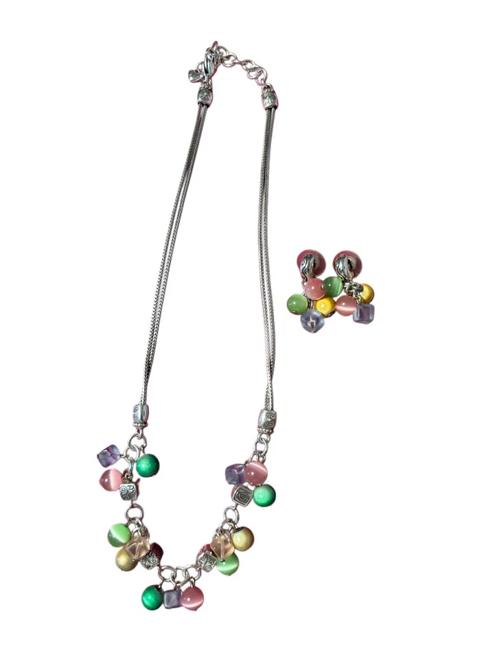 Brighton Raro Mezcla de Colores Colorido Esmalte Collar 19” Longitud y Juego de Pendientes Foto 2 de 4