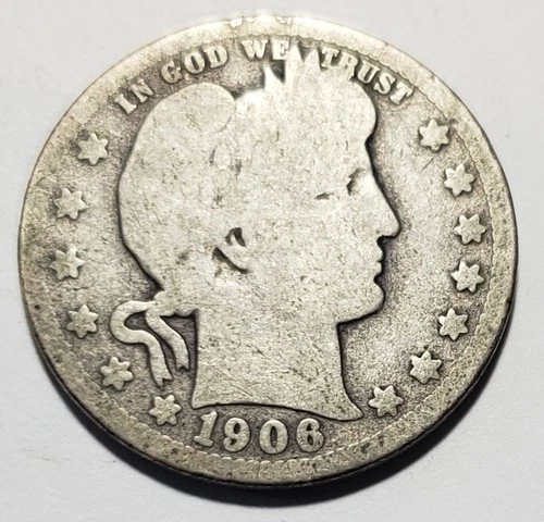 1906-D  Silver Barber Quarter