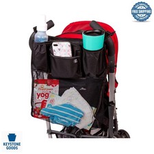 Universal Baby Stroller Organizer with Expandable Cup Holders  Multiple Stor...