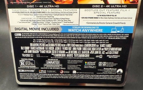 ALMOST FAMOUS US EXCLUSIVE 4K UHD BLU-RAY STEELBOOK *SEALED* READ DESCRIPTION! - Picture 6 of 19