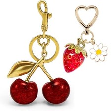 Bag Charms Purse Accessories Keychain Cherry Key Chain for Women Girls - Red