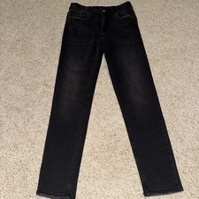 ZARA Girls Black Slim Straight Jeans Size 13-14 164 Dark Wash Stretch Denim