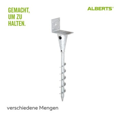 Alberts L-Pfostenträger feuerverzinkt zum Einschlagen 95mm 470mm 70x70mm 4mm