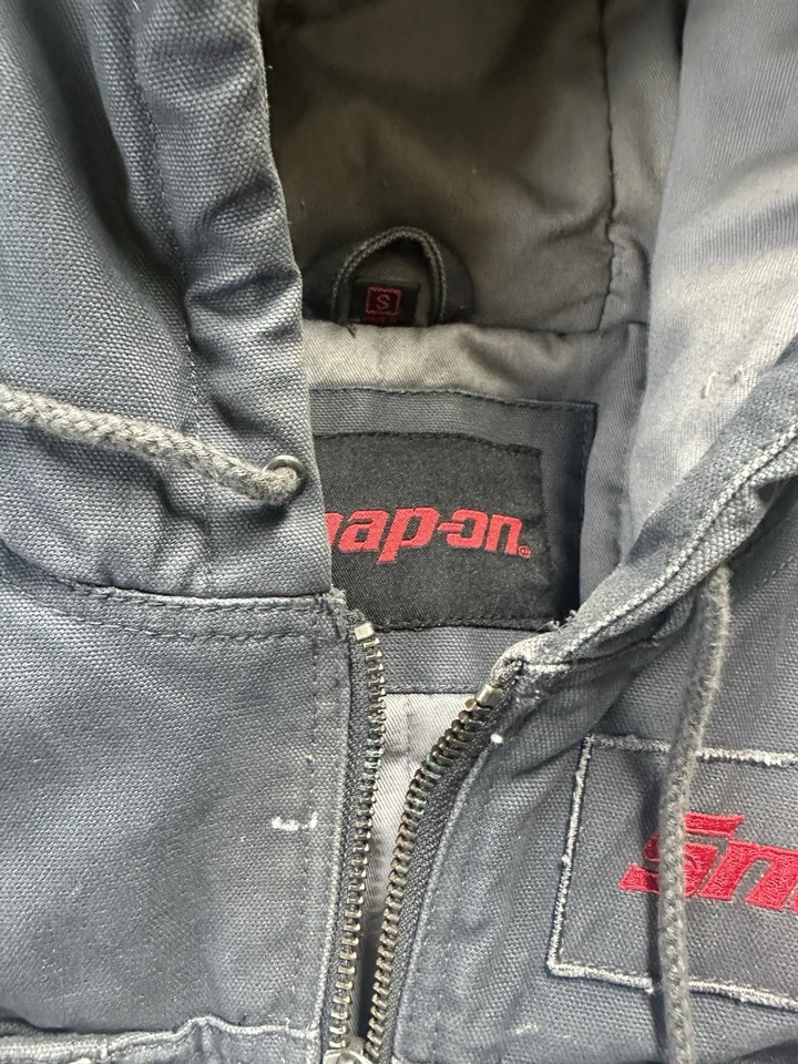 Chaqueta CVC aislante a presión para hombre talla S gris con capucha lona pesada Foto 2 de 4