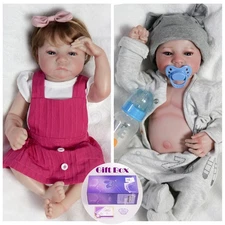 Real Life Full Body Vinyl Silicone Reborn Dolls Boy Girl Newborn Baby Twins Xmas
