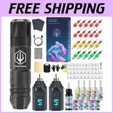 Poseidon Tattoo Pen Set - 20 Cartridge Needles, 2 Batteries