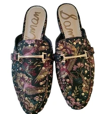 Sam Edelman Womens Linnie Mules Size 8 Embellished Brocade Floral Stuuded 