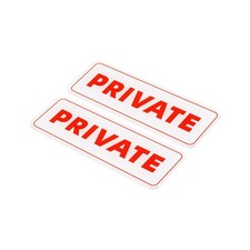Private Sign, Acrylic 6"x2" Car Sticker Label Holder Sign, White 2pcs