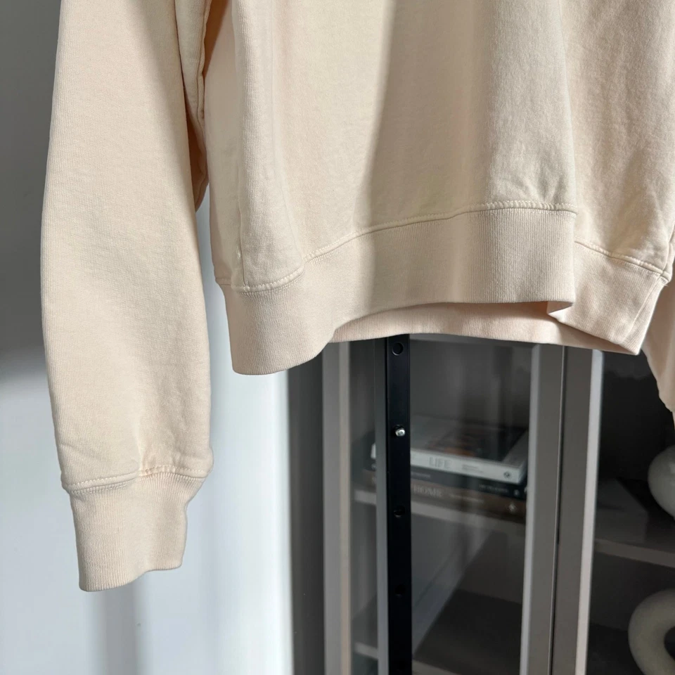 Sporty & Rich Cream Embroidered Navy Logo Polo M Long Sleeve Collared Sweatshirt - Image 3 of 4