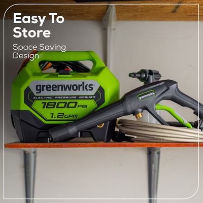 #ad Greenworks 1800 PSI 1.2 GPM Cold Water Electric Pressure washer with 2 Spray Tip $69.99
