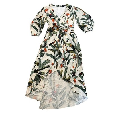 PatBO Tropical Print High-Low Dress with Built-in Shorts Size 6 Made in Brazil