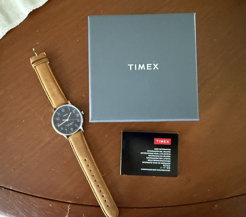 TIMEX Quartz Watch Blue Dial Brown Leather Strap Men's Watch Boxed