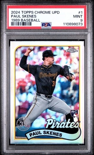 2024 TOPPS CHROME UPDATE 1989 TOPPS BASEBALL #1 PAUL SKENES ROOKIE RC PSA 9