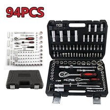 94Pcs 1/2" And 1/4" Drive Socket Set Screwdriver Bit Car Ratchet Wrench Tool Kit