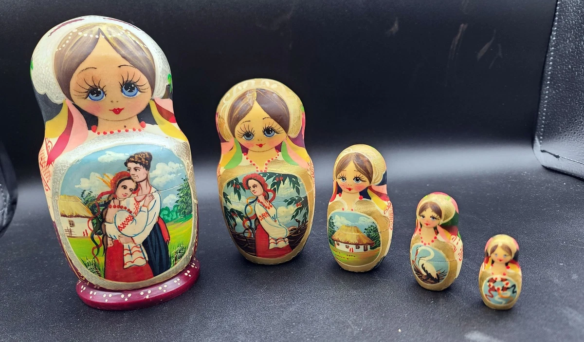 Ancienne Poupée Russe Matriochka - 6 éléments - Décoratif Vintage
