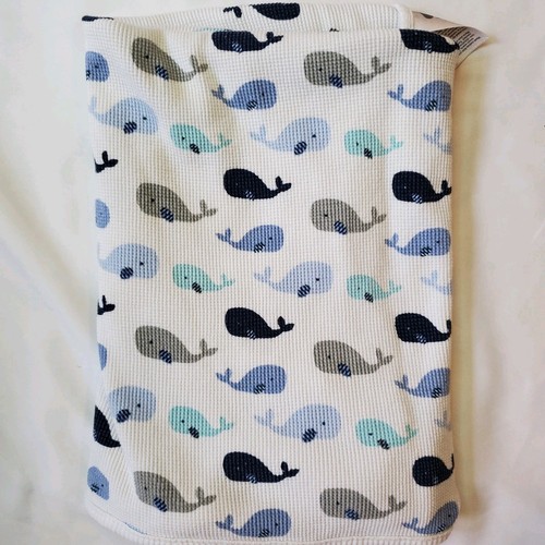 Just Born blaue Babydecke Welpen Wale Thermo Waffelmuster Swaddle - Bild 1 von 5