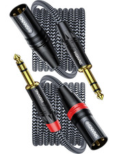 XLR to 1/4 Cable 6.6Ft 2-Pack - Balanced TRS to XLR Male 22 AWG Studio