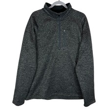 Eddie Bauer Radiator Sweater Mens XL Gray 1/4 Zip Fleece Lined Raglan Sleeve