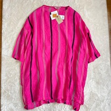 ICHI Antiquites Pink Linen Stripe Tunic Top - Free Size