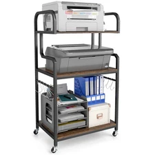 3-Tier Rolling Printer Stand Home Office Large Printer Cart with Storage Shelves
