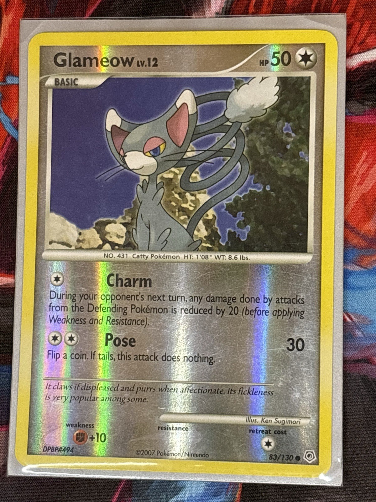 Glameow 83/130 Diamond and Pearl Reverse Holo