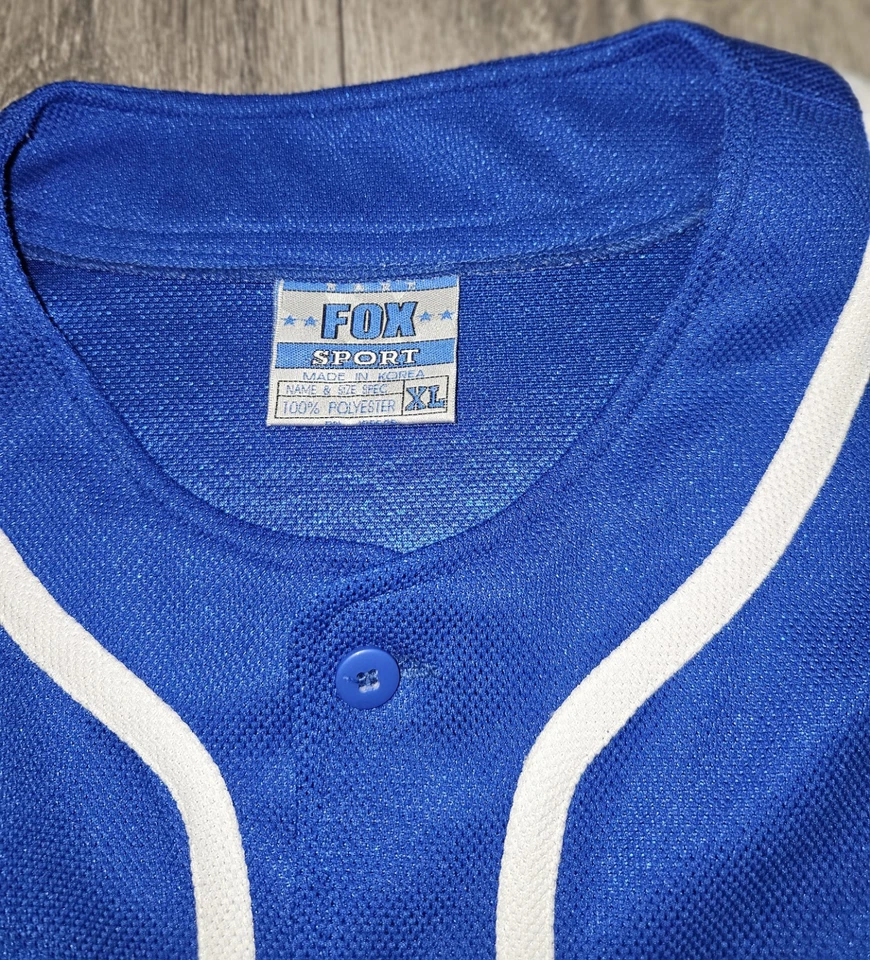 Vintage Y2K Fox Sport New York Ghetto All Stars Baseball Jersey Blue Men's Sz XL - Image 4 of 4