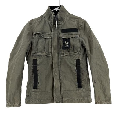 G-Star RAW Jacket Mens Small Green Canvas Military Zip Utility