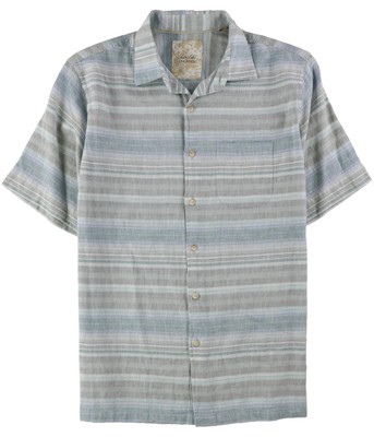 Tasso Elba Mens Striped Button Up Shirt, Blue, Small