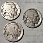 U.S. Coins - Three 5¢ Buffalo Nickel