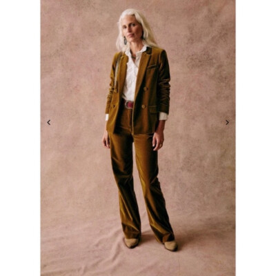 Sézane Martin trousers in curry velvet size 40, NWT!