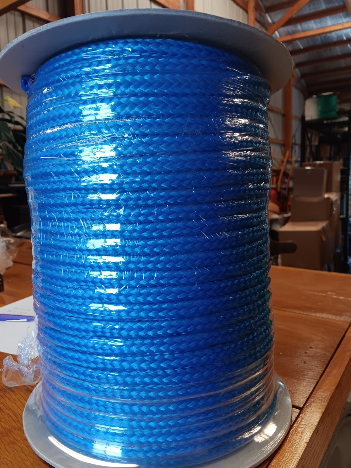 10 mm x 180 ft. 16 Strand Hollow Braid Polyethylene Rope Spool. Blue