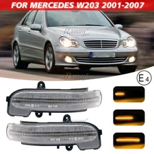 Clear For Mercedes W203 C-Class 2001-2007 Dynamic LED Mirror Turn Signal Light
