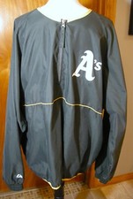 Oakland A’s Athletics Jacket Windbreaker Adult XL  1/4 Zip Black MLB Baseball 