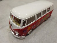 Vw Bus T1 Hippie Flowe Power Oldtimer Rot Modelauto Ca.13,5Cm 1:32 RüCkzugmotor