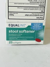 6 X Equaline Stool Softener 100 mg Laxative Docusate Sodium 25 Softgels Exp1/26