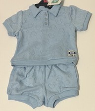 DISNEY Baby Girls 2 Piece Shorts Set Minnie Mouse Blue Soft Knit NWT 18 Months