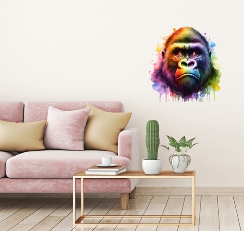 Bunte Regenbogen Gorilla Wandkunst Schlafzimmer Kinderzimmer Dekor Auto Vinyl Aufkleber Aufkleber - Bild 7 von 7