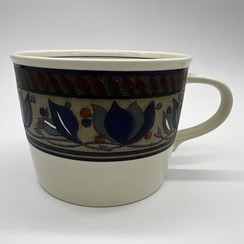 Mikasa Arabella 3-1/2" Jumbo Soup Mug Cup Green Blue Leaves Intaglio CAC01 - Picture 2 of 4