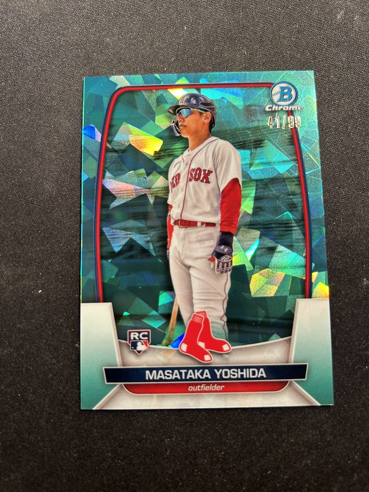 Masataka Yoshida 2023 Bowman Chrome Sapphire SP Aqua RC /99 Red Sox #75