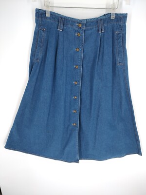 Koret City Blues Woman's Denim Midi Skirt Size 18 A Line Button Up Front  Pockets