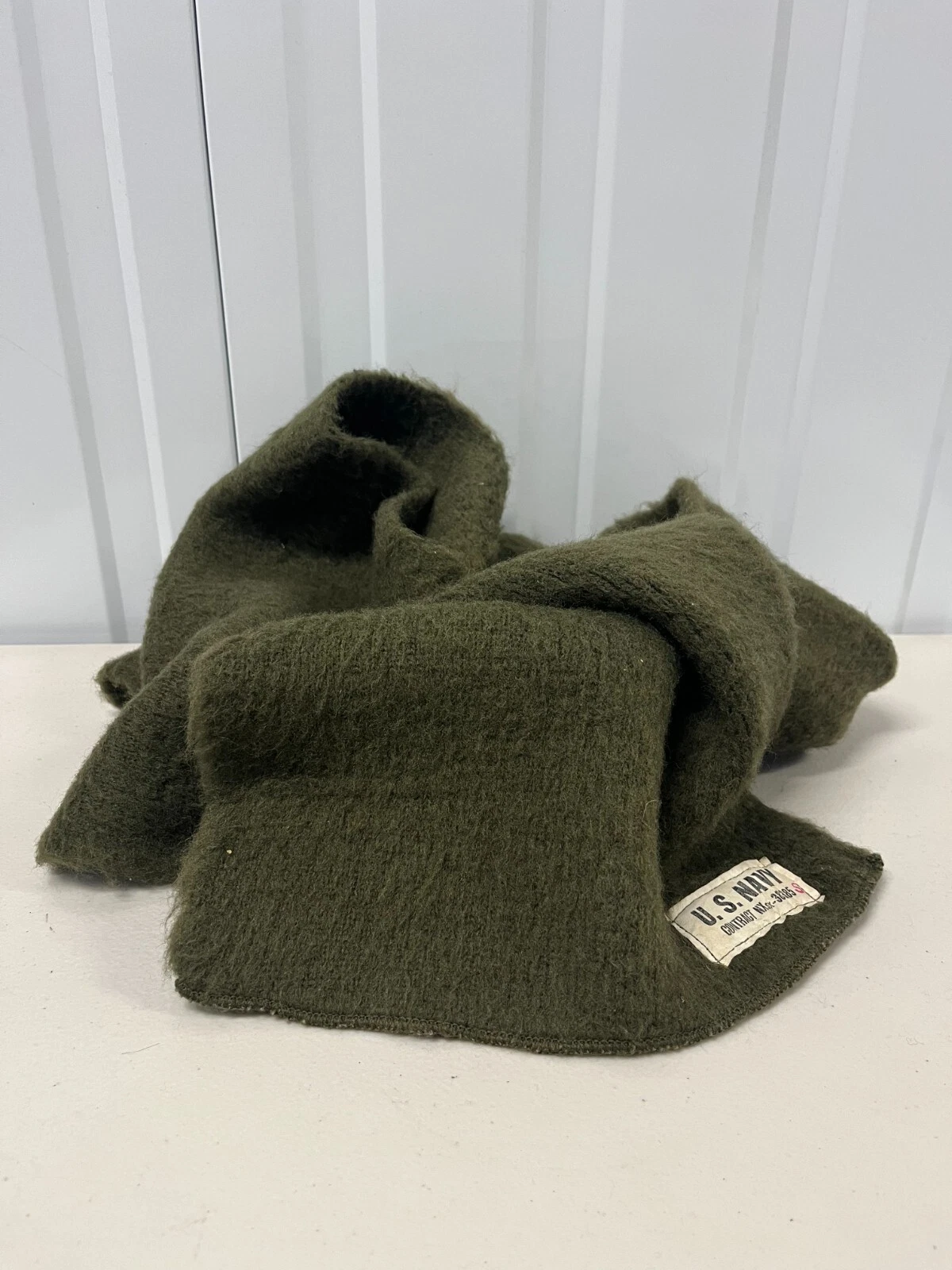 Vintage WWII 40s U.S. Navy Scarf Mohair Wool Contract NXsx 38385 Military Winter