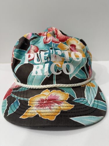 Vintage PUERTO RICO Floral Rope Trucker Snapback … - image 1