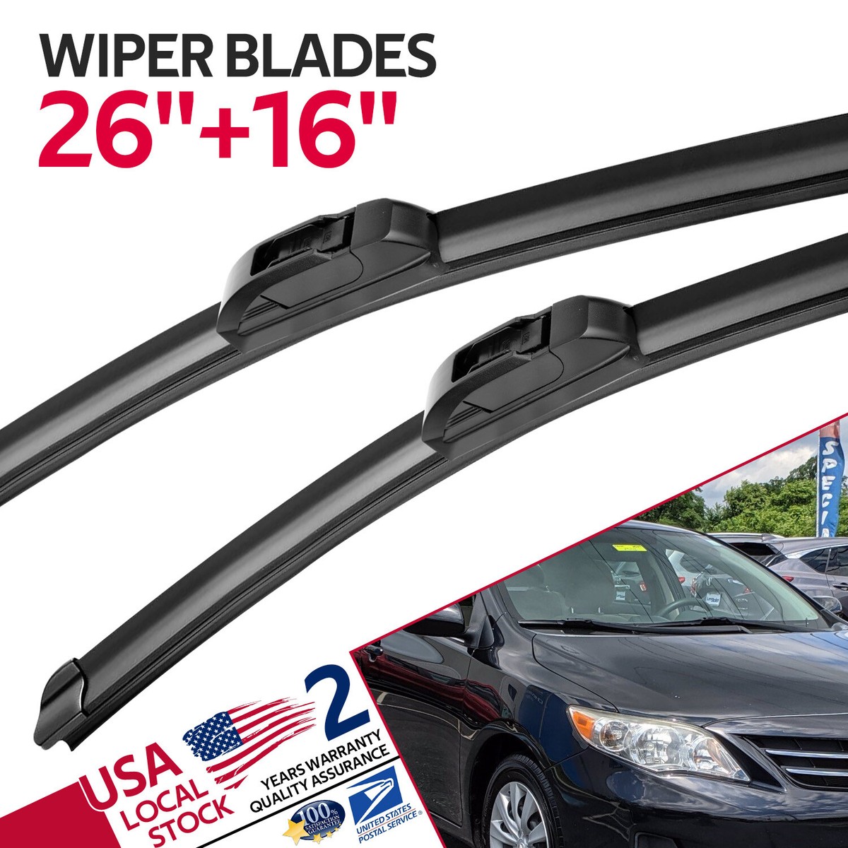 ABLEWIPE 26 In & 18 In Windshield Wiper Blades Fit For Toyota Avalon 2018-2013 /Crown 2023 /Camry 2017-2012 26"&18" Bracketless Wiper Replacement For Car Front Window (Pack Of 2), A070S0S - Foto 7