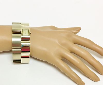 NEW ARMANI EXCHANGE 2 ROWS OF PALE GOLD TONE DOUBLE BRACELET  display picture 3