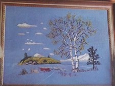 Vintage Crewel Embroidery Kit Avon Creative Needlecraft Lakescape Picture