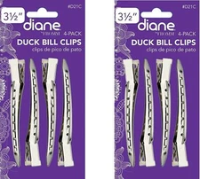 Diane Metal Hair Duck Bill Clips , 8-Pieces Single Prong 3 1/2" long #D21C
