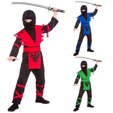 Kids Ninja Assassin Costume Fighter Samurai Warrior Fancy Dress Boys Girls