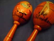 Maracas Wooden Spain Hand Painted Benidorm Vintage 60'