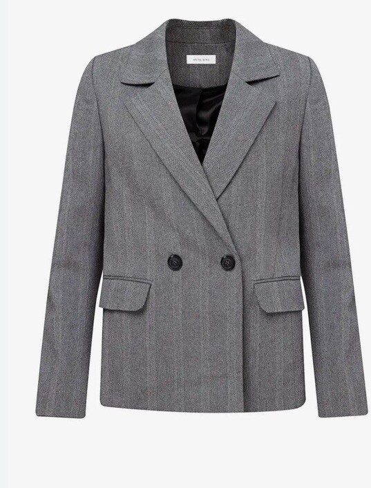 Anine Bing Grey Fish bone Blazer, Size S image 2
